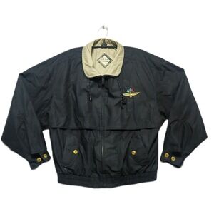Indianapolis Motor Speedway Embroidered Windbreaker Jacket Mens Large Black‎ VTG